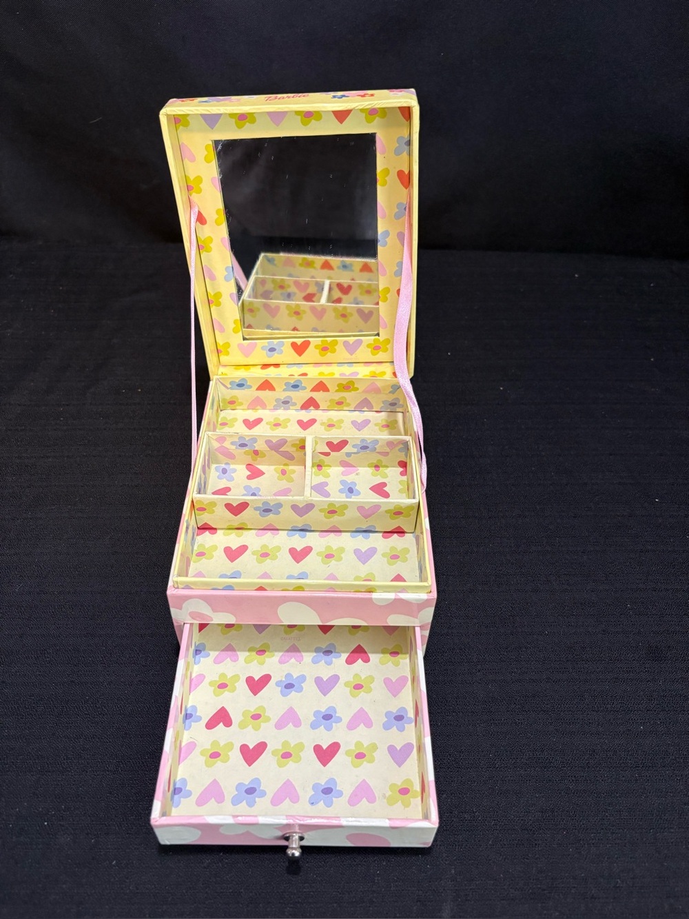 vintage 1999 Mattel Barbie jewelry/trinket box with a small pull-out drawer